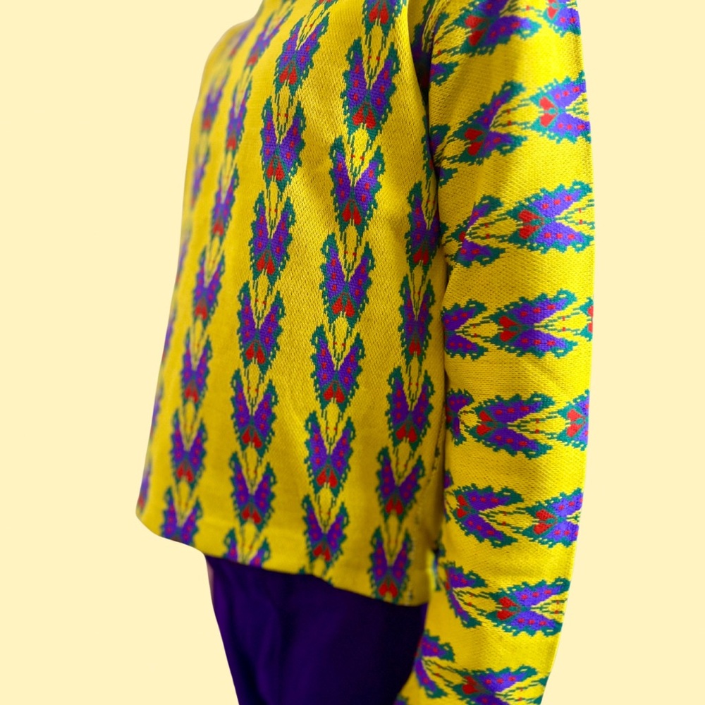 Vintage Kids Knit Long Sleeve Top with Butterfly Pattern
